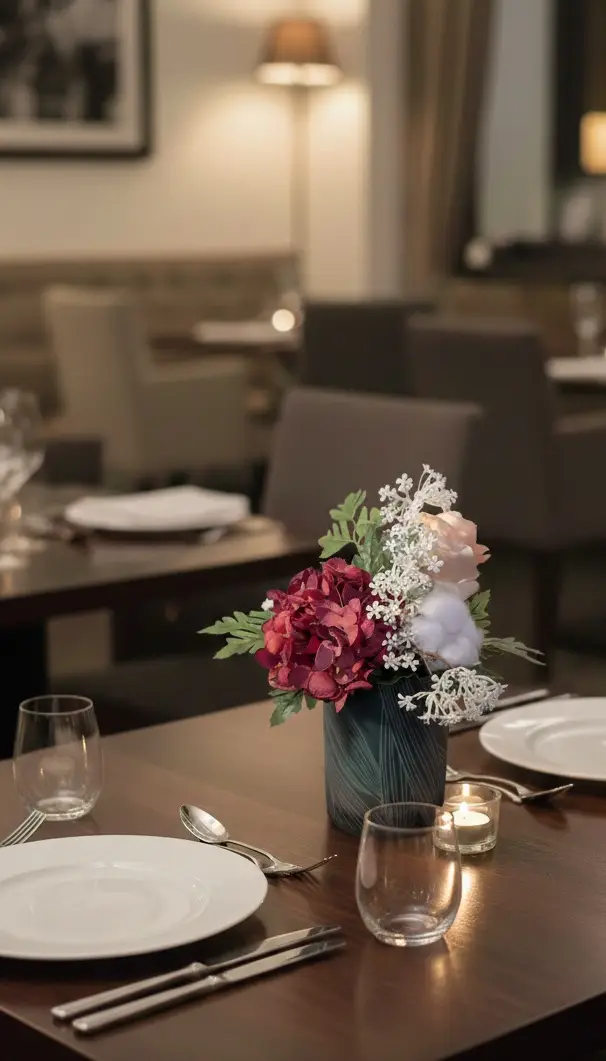 décoration florale de table de restaurant